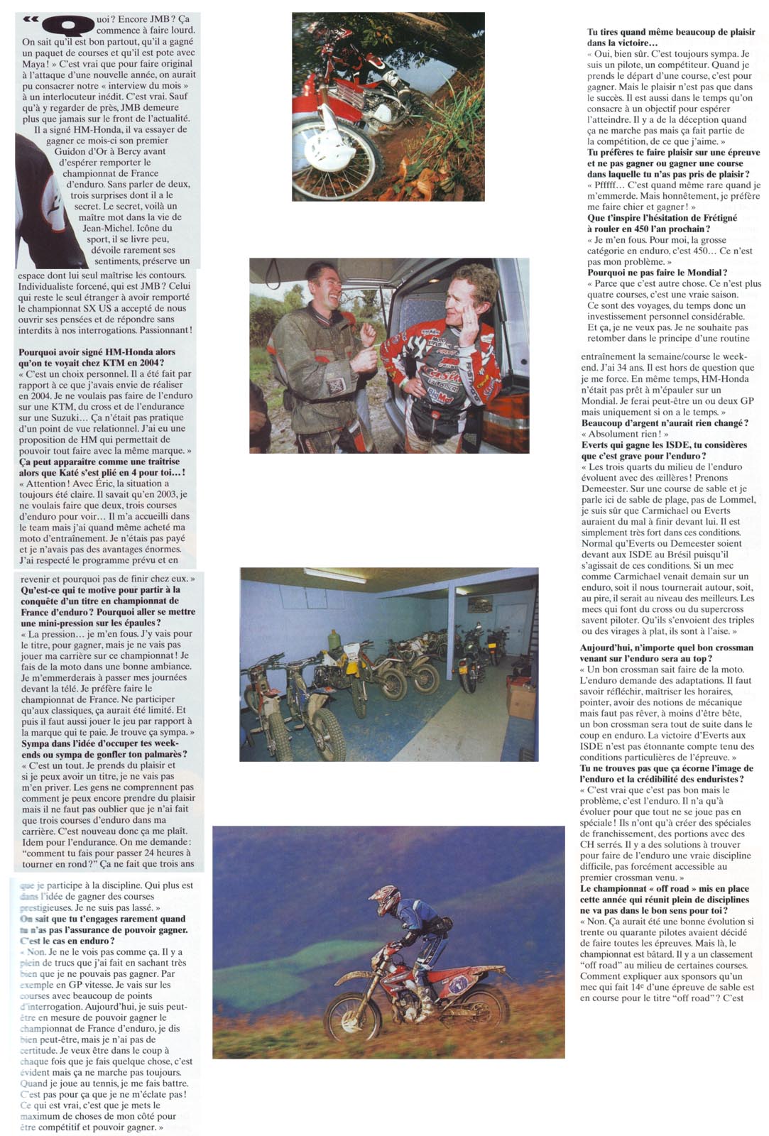 Une petite interview de JMB parue dans le Moto Verte de Février 2004