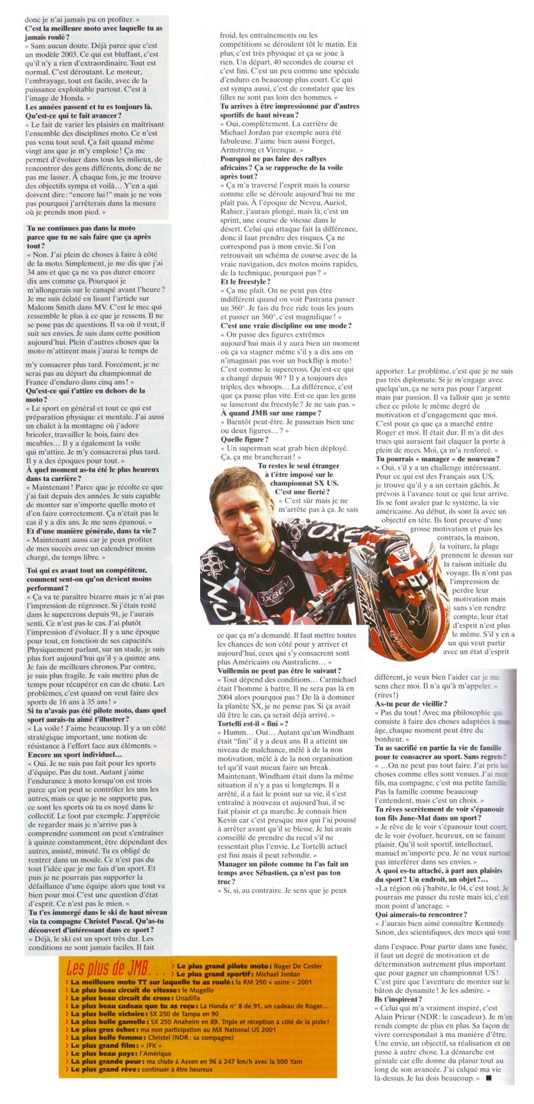 Une petite interview de JMB parue dans le Moto Verte de Février 2004