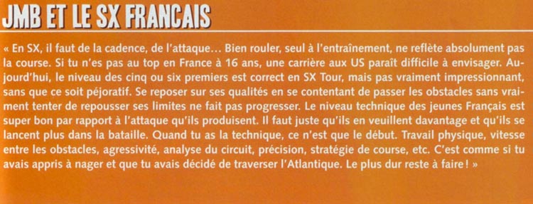 JMB parle de ce qu'il faut pour un français pour  réussir aux Etats-Unis en Supercross