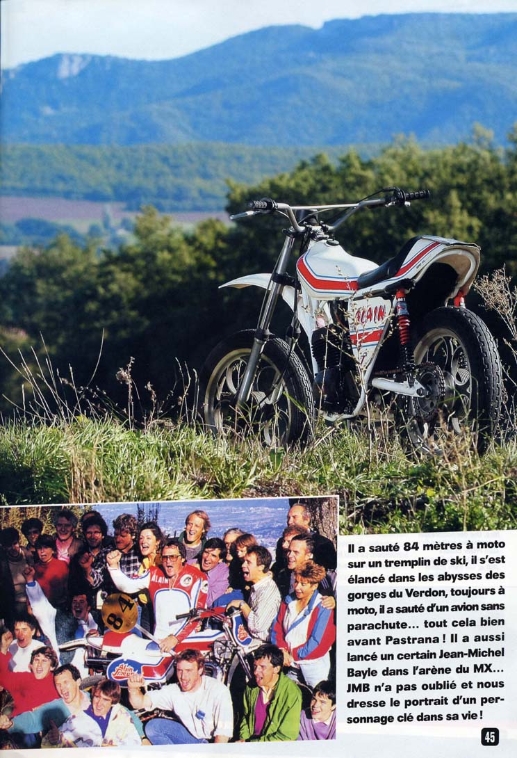 La page 45 du Moto Verte Hors Série FMX où Jean-Michel nous parle de sa relation avec Alain Prieur et tout ce que cela a amené dans sa carrière