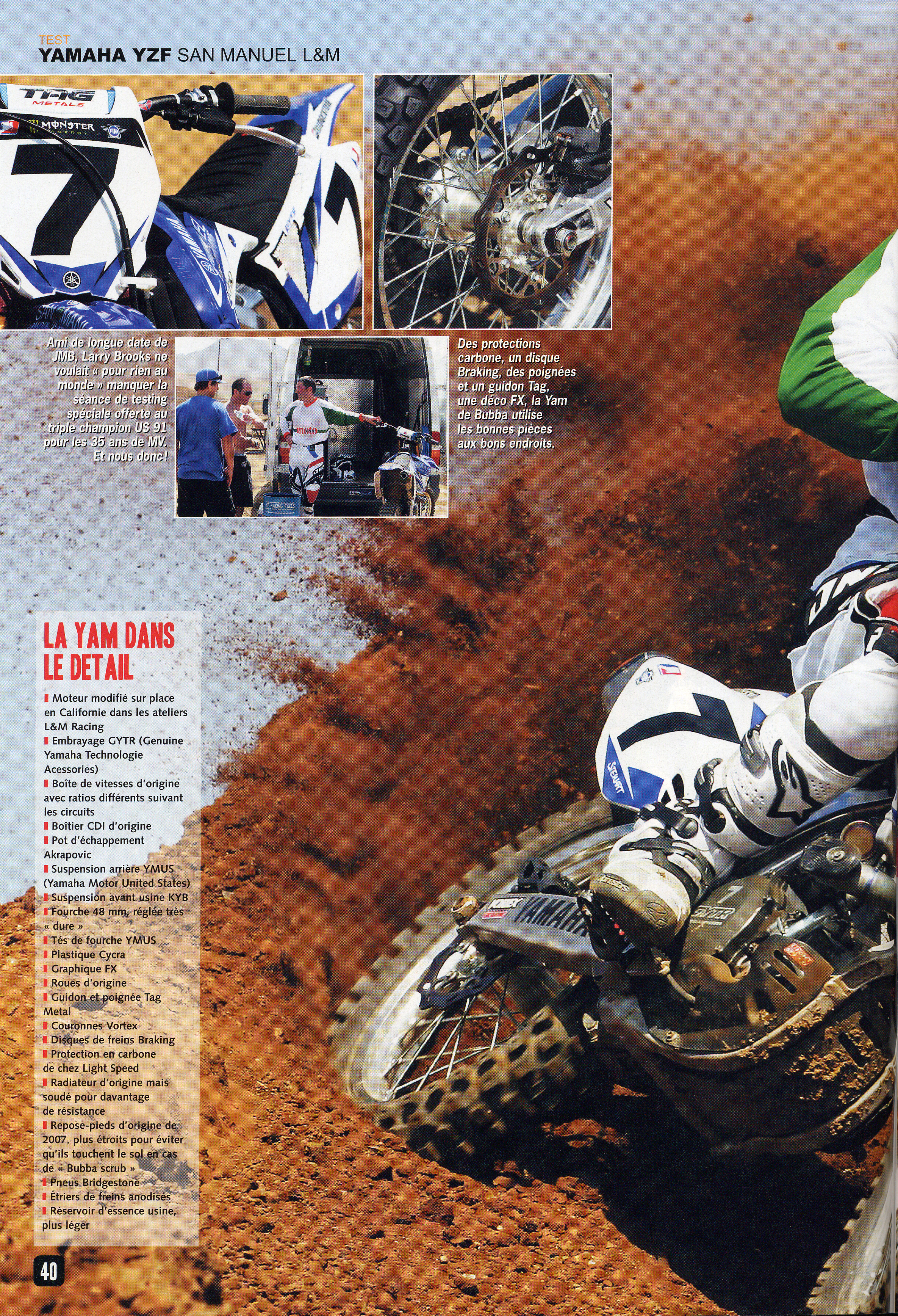 Jean-Michel Bayle teste la moto de James Stewart dans le magazine Moto Verte de Juillet, voilà la page 40