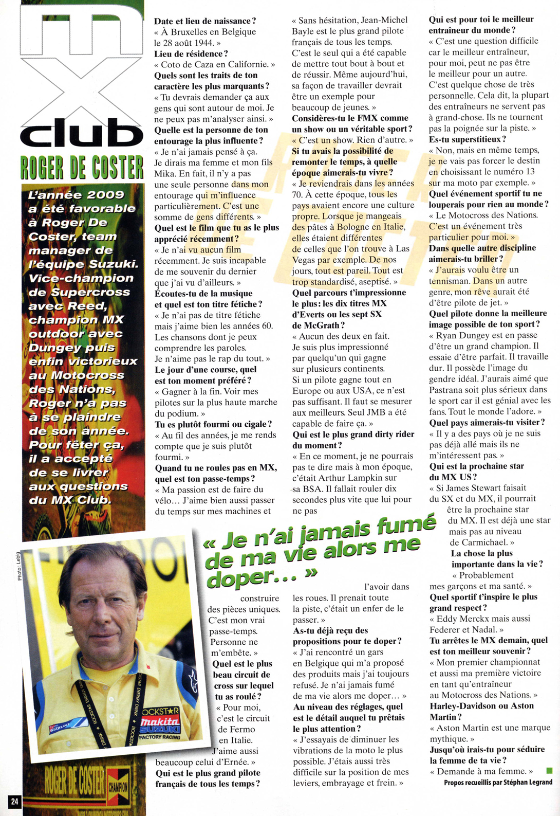 Roger De Coster répond au MX Club du magazine MX Magazine