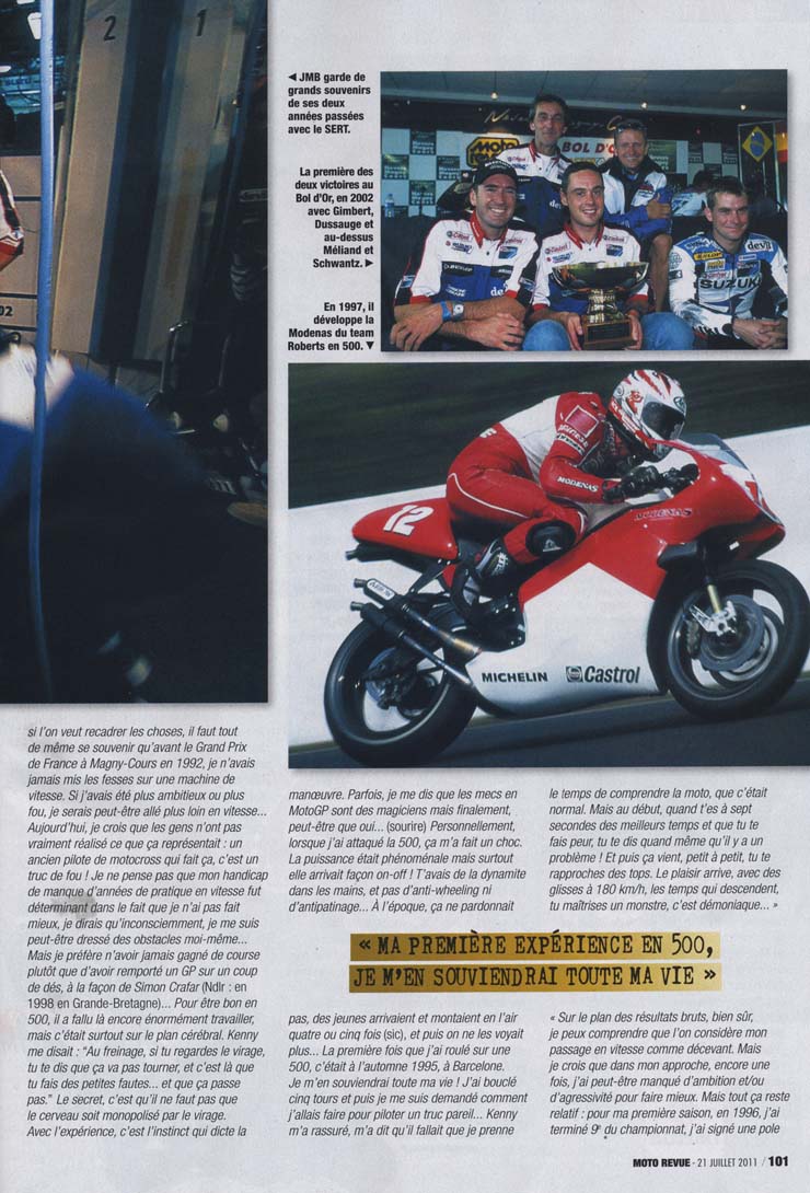 Le numéro Spécial Vacances de Moto Revue parle de la carrière de Jean-Michel Bayle, voilà la page 101