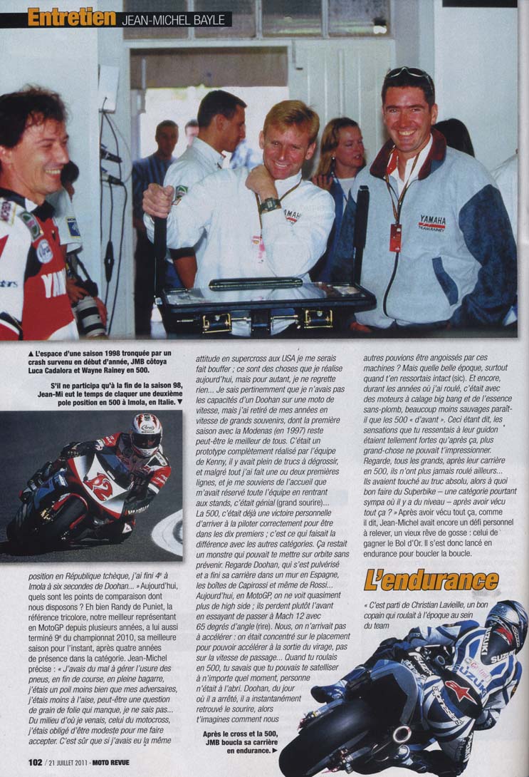Le numéro Spécial Vacances de Moto Revue parle de la carrière de Jean-Michel Bayle, voilà la page 102