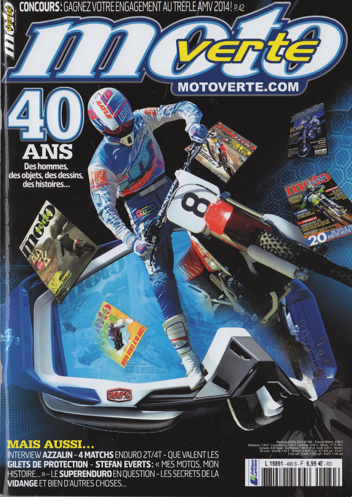 La couverture du numéro 480 de Moto Verte. Le magazine fête ses 40 ans
