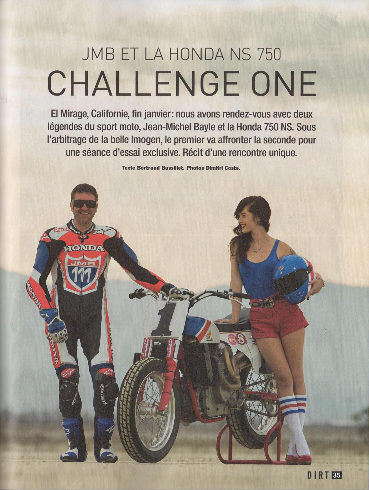 Jean-Michel Bayle essaye la Honda 750 NS dans le HS Café Racer dédié au Dirt