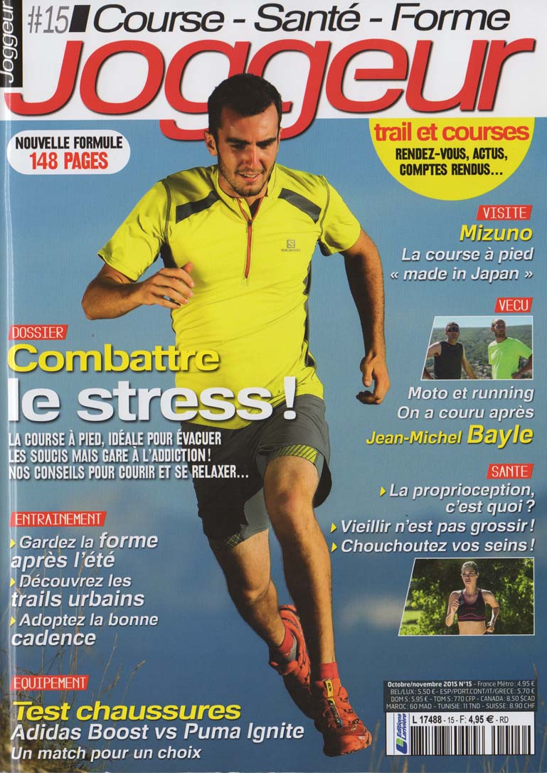 La couverture du magzine joggeur d'octobre 2015 avec un article sur la façon de voir de JMB du footing