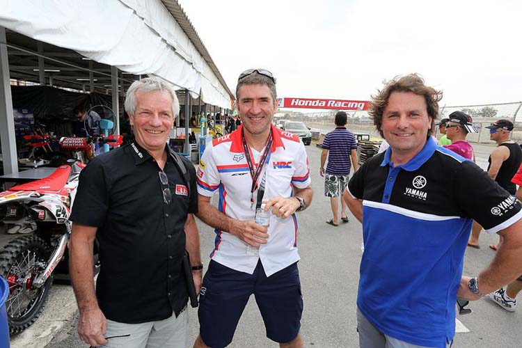 Jean-Michel Bayle, Yves Demaria et Jean-François Baldé au grand-prix de Thaïlande