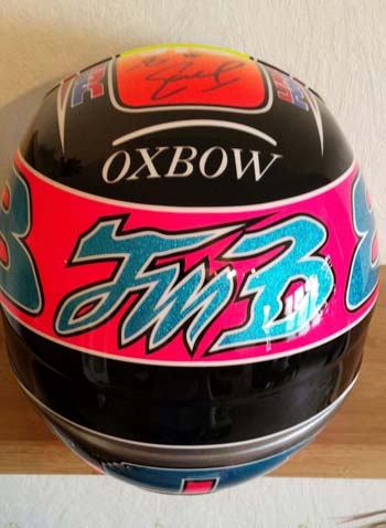 Le casque réplica JMB. Ce casque a été utilisé par Jean-Michel Bayle lors du supercross de Bercy 1990