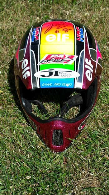 Le casque réplica JMB. Ce casque a été utilisé par Jean-Michel Bayle lors du supercross de Bercy 1990