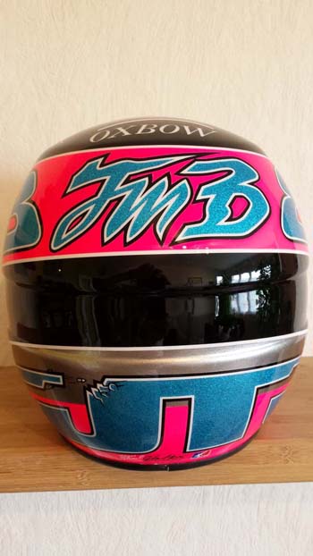 Le casque réplica JMB. Ce casque a été utilisé par Jean-Michel Bayle lors du supercross de Bercy 1990