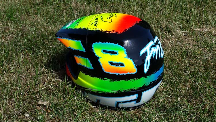 La réplique du casque de JMB utilisé lors du SX de Bercy de François le Strat