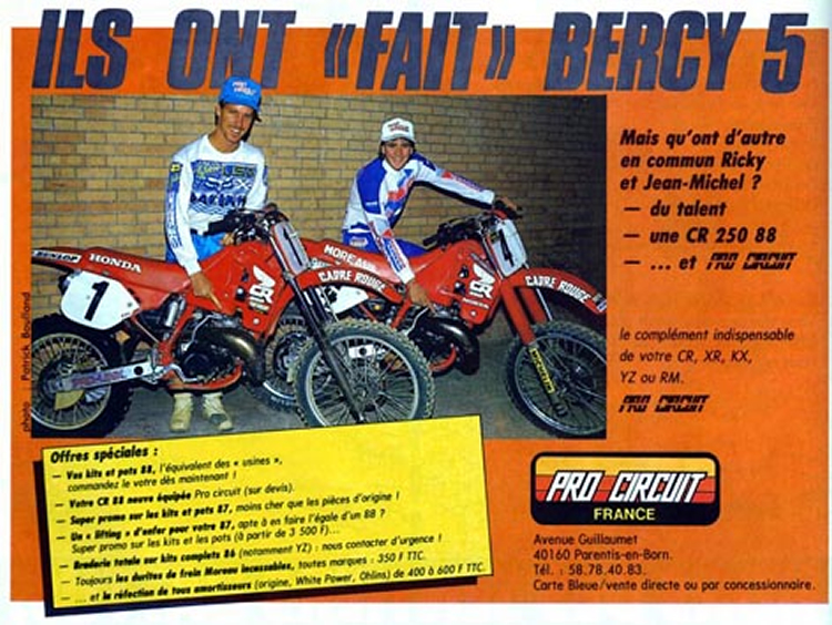 Une publicité pour Pro Circuit avec Jean-Michel Bayle et Ricky Johnson