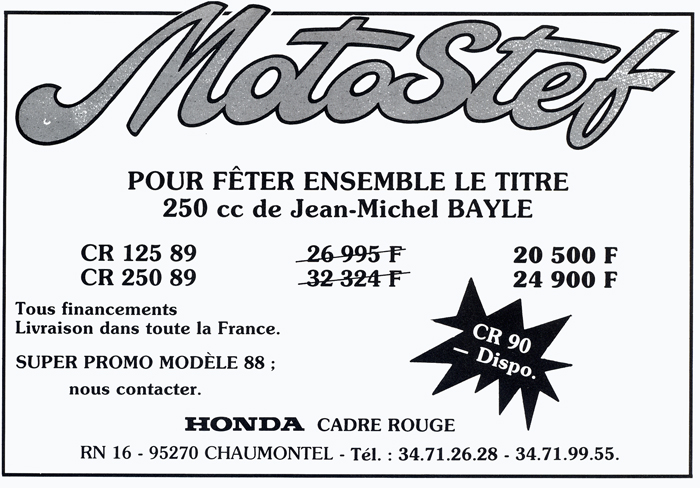 Une publicité pour le magasin MotoStef