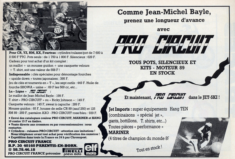 Une publicité Pro Circuit