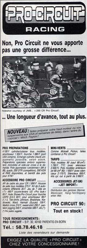 Une publicité Pro Circuit