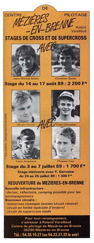 Une publicité pour les stages que Jean-Michel va donner à Mézières en Brenne