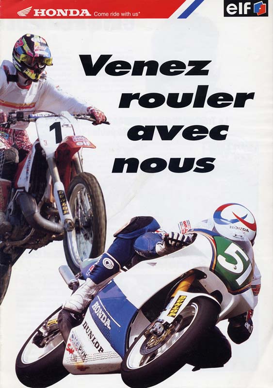 Une publicité pour la gamme Honda Cadre rouge pour l'année  1990