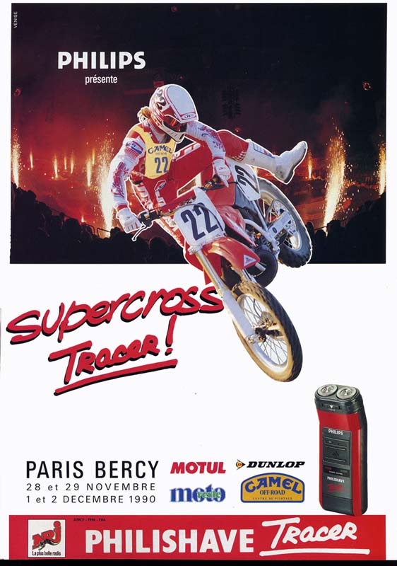 Une publicité pour le supercross de Bercy pour l'année  1990