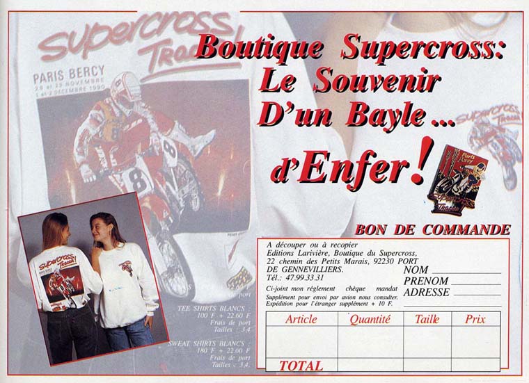 Une publcité pour la boutique du Supercross de Bercy