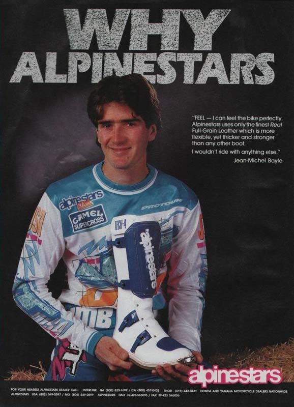 Une publicité pour Alpinestars en 1992