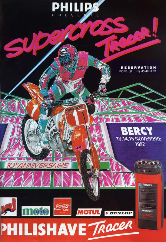 Une publicité pour le Supercross de Bercy 1992
