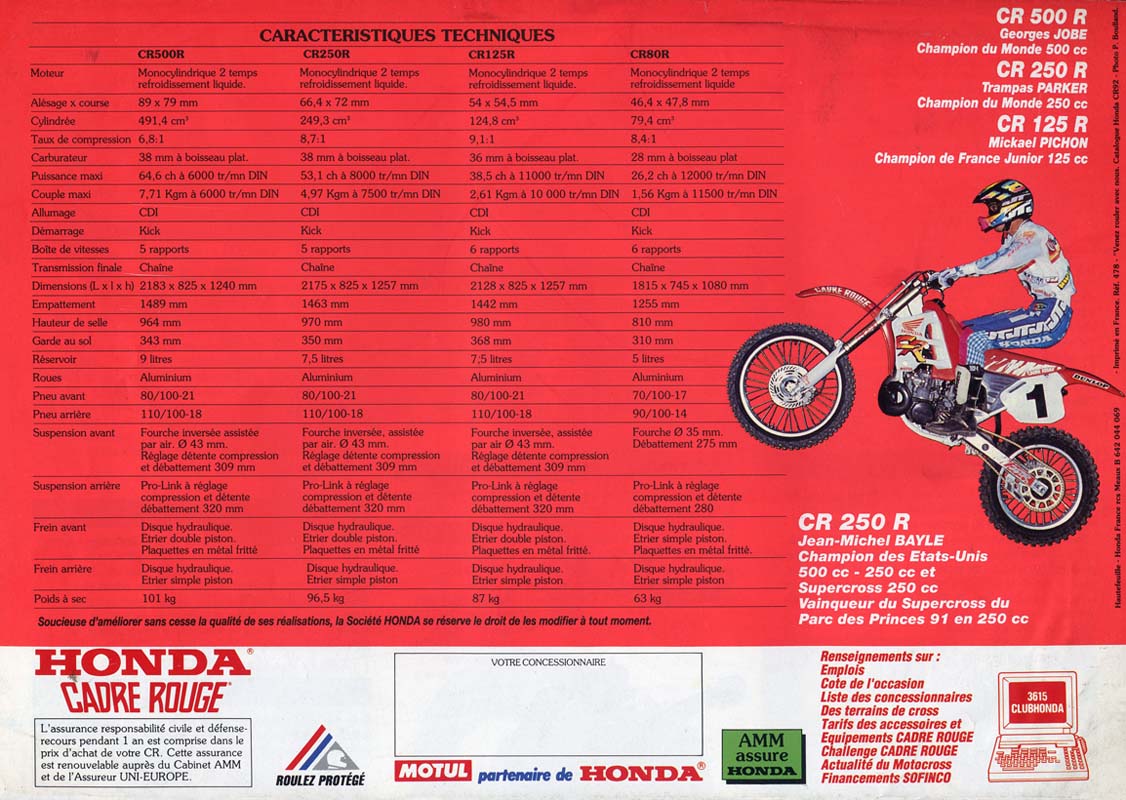 Une publcité pour montrer la gamme CR  gamme 1992