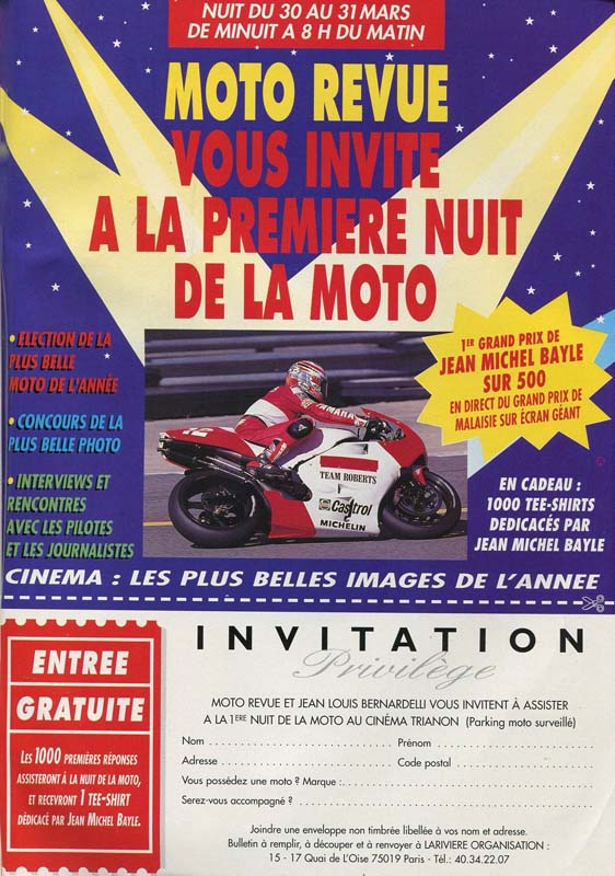 Une publcité pour la nuite de la moto 1996