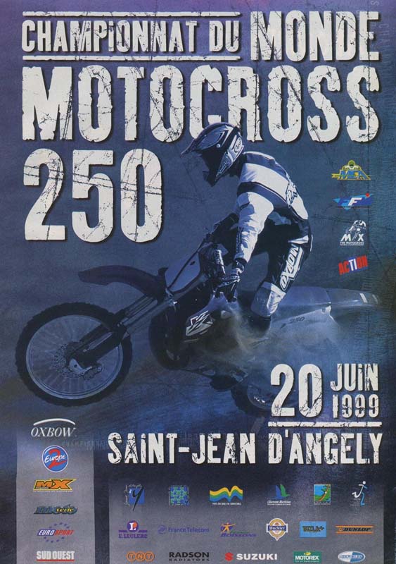 Une publicité pour la manche française des GP 250 se déroulant à Saint Jean d'Angely