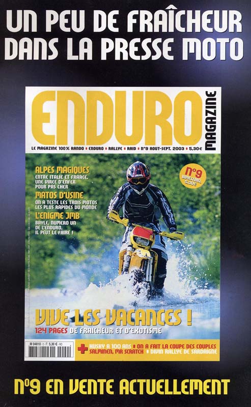 Une publicité pour le magazine Enduro