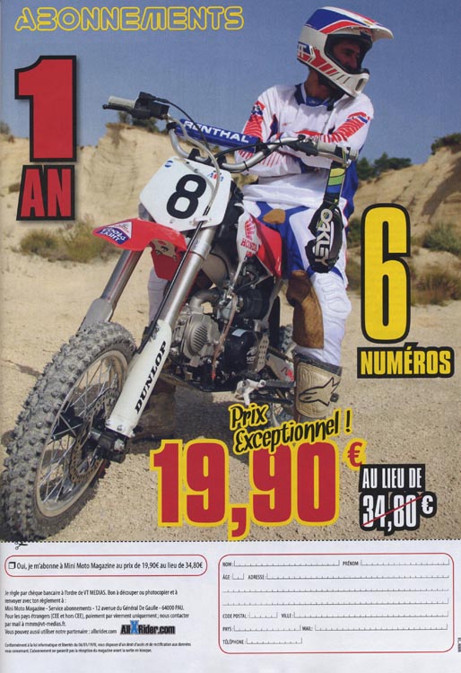 Une publicité pour s'abonner au Magazine Mini Moto Magazine