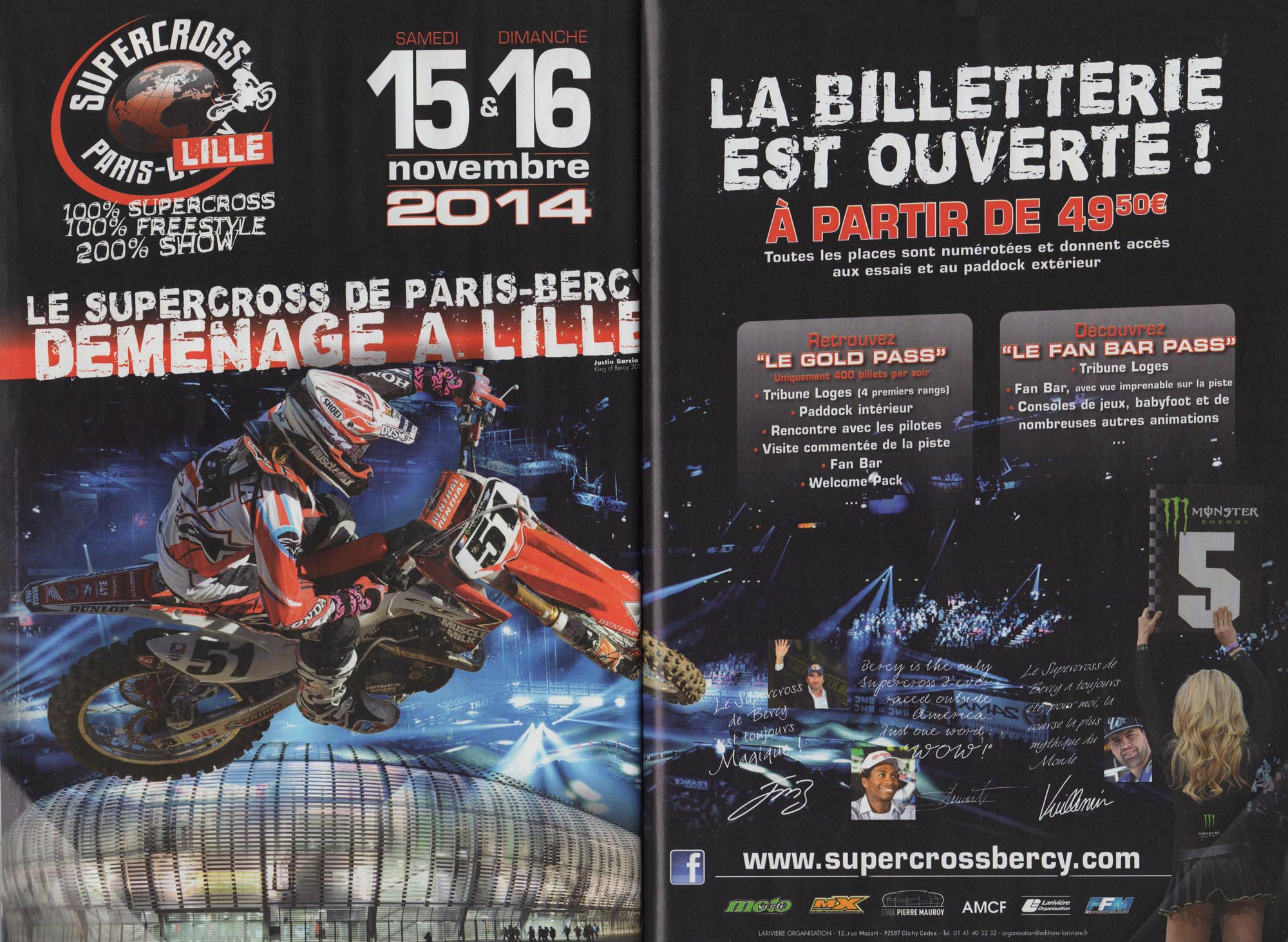 La publicité pour le SX de Bercy Lille 2014