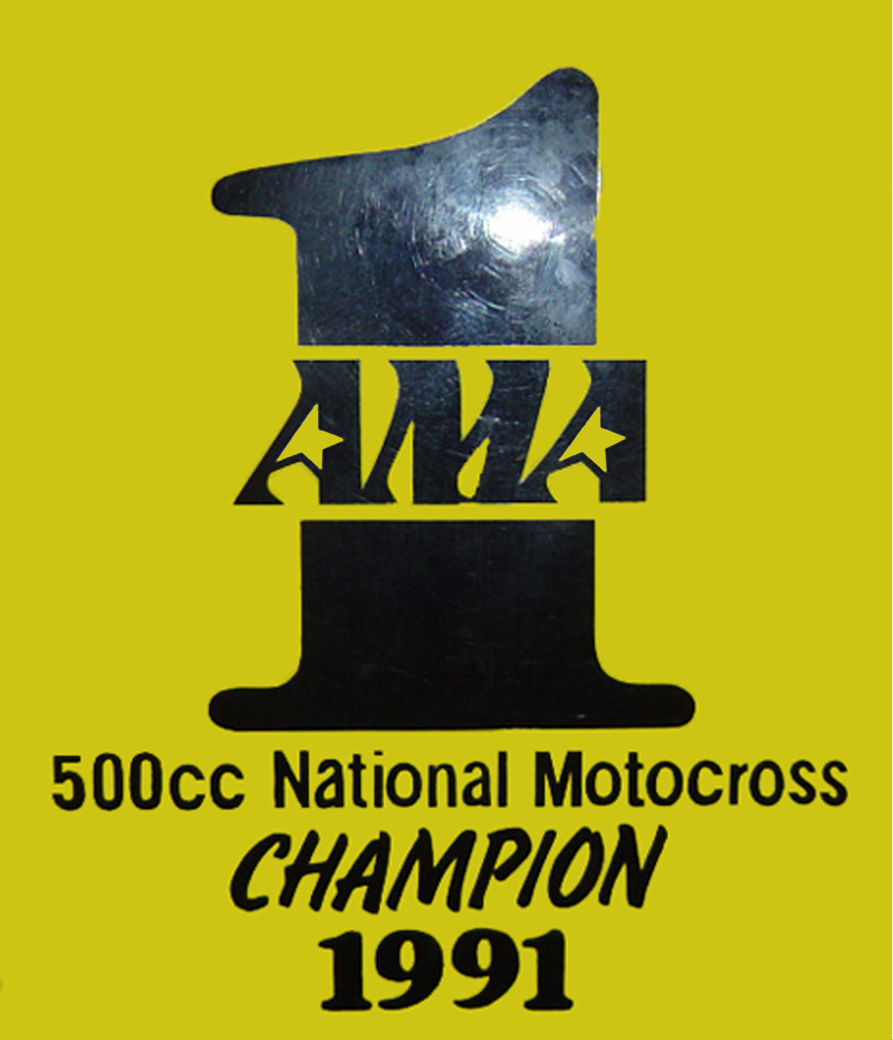 La plaque de numéro 1 US de Jean-Michel Bayle suite à l'obtention du titre Motocross catégorie 500 en 1991