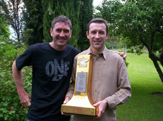 Christophe Charlot avec Jean-Michel Bayle et le trophée SX US de 1991