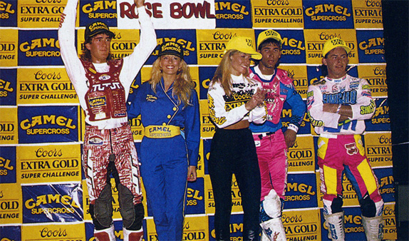 Le podium de Passadena avec Jean-Michel  Bayle, Jeff Ward et Jeff Matiasevich